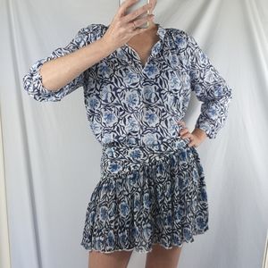 H&M matching floral blouse and skater skirt